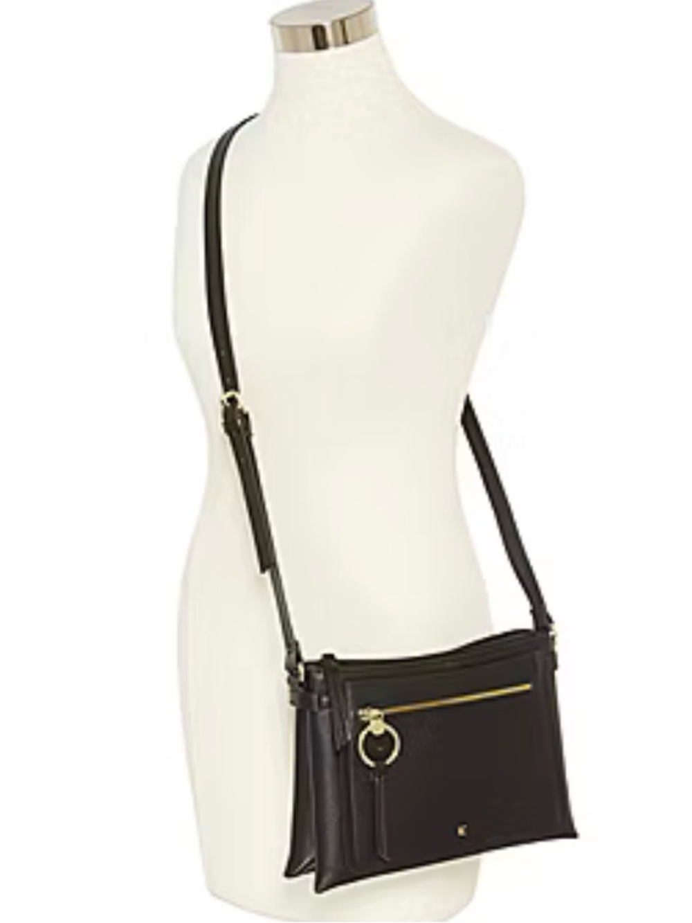 Liz Claiborne Black Crossbody Bag with Gold Hardware